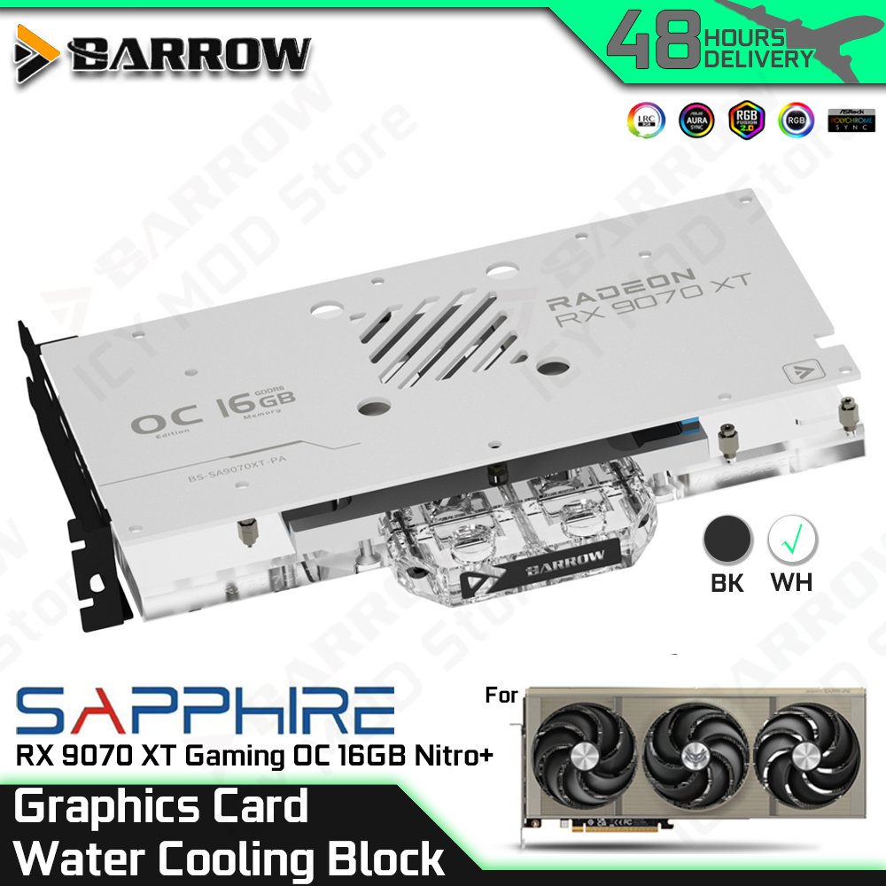 Rx 9070 16Gb - Блок водяного охлаждения видеокарты Barrow для