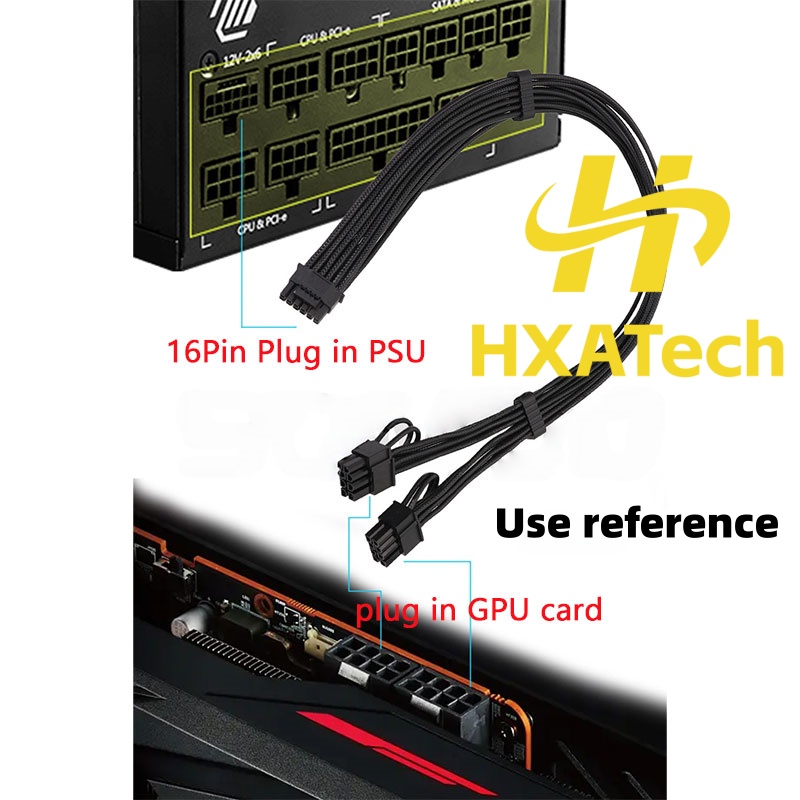 Кабель питания HXATech-Colorfu – обзор и цена Dual 8Pin To 16Pin 12Vhpwr Cable